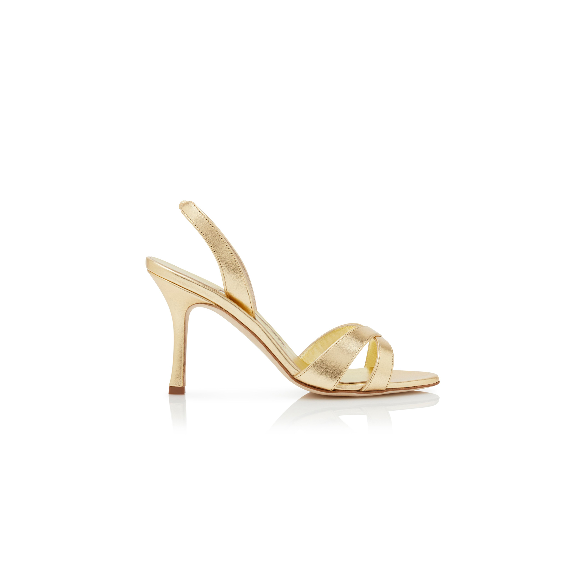 MANOLO BLAHNIK CALLASLI GOLD NAPPA LEATHER SLINGBACK SANDALS 124-2734-0001